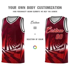 Maroon Red Lightning Halftone Dot Uniform Basketball Jersey 3