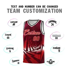 Maroon Red Lightning Halftone Dot Uniform Basketball Jersey 4