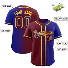 Maroon Royal Two Tone Gradient Fashion Baseball Jersey 2