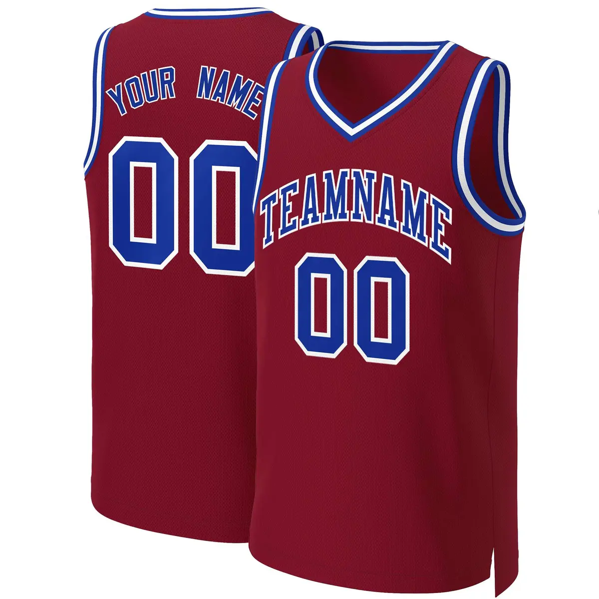 Maroon Royal-White Classic Basketball Jersey