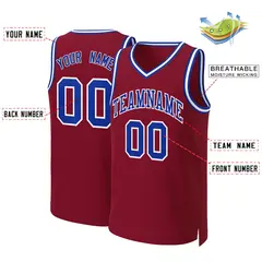 Maroon Royal-White Classic Basketball Jersey 2