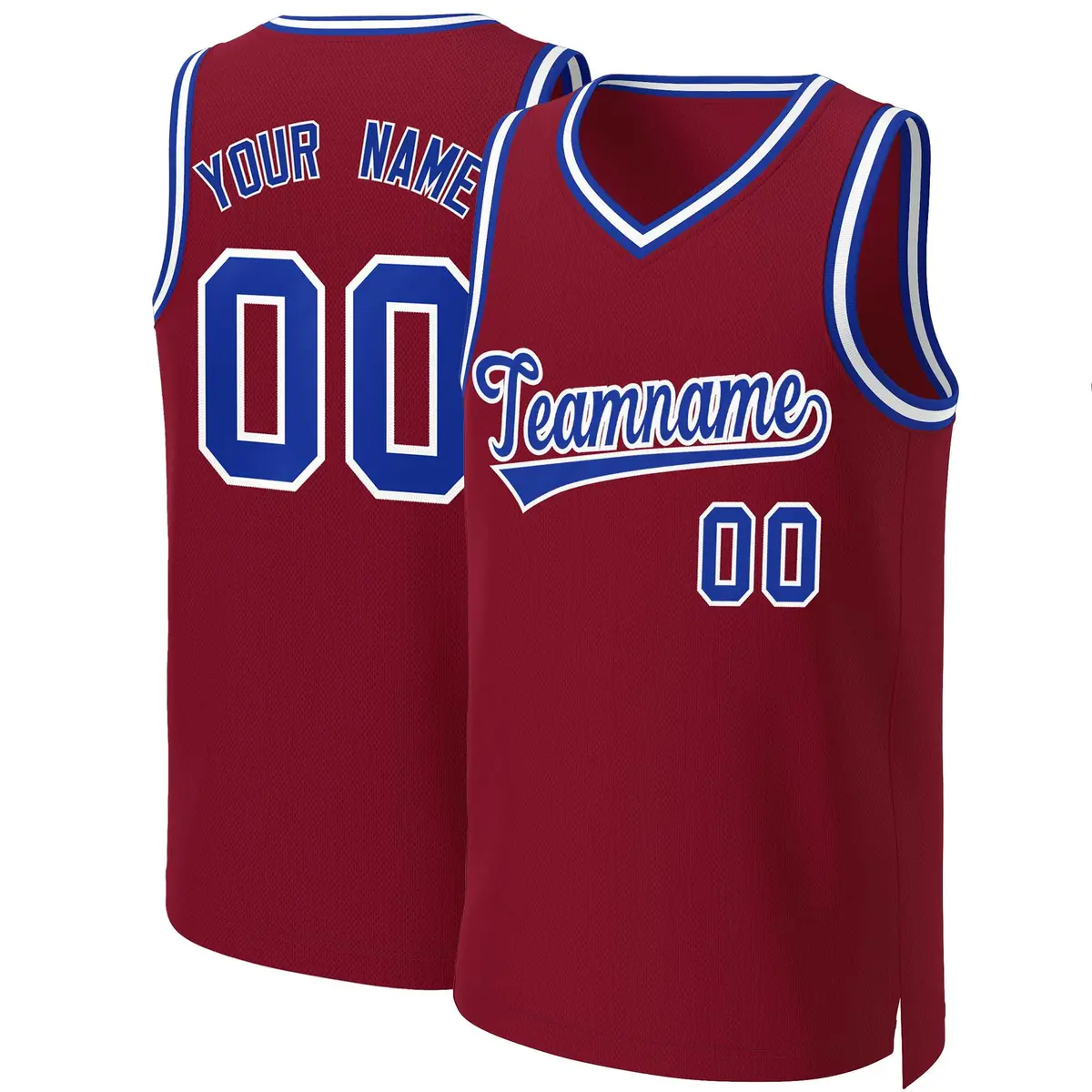 Maroon Royal-White Classic Basketball Jersey