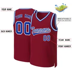 Maroon Royal-White Classic Basketball Jersey 2