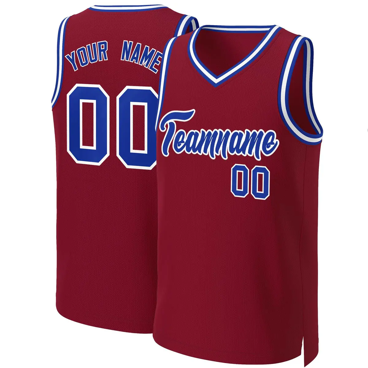 Maroon Royal-White Classic Basketball Jersey