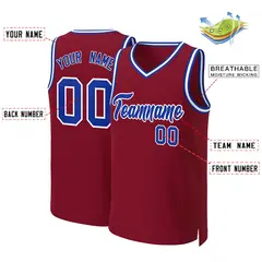 Maroon Royal-White Classic Basketball Jersey 2