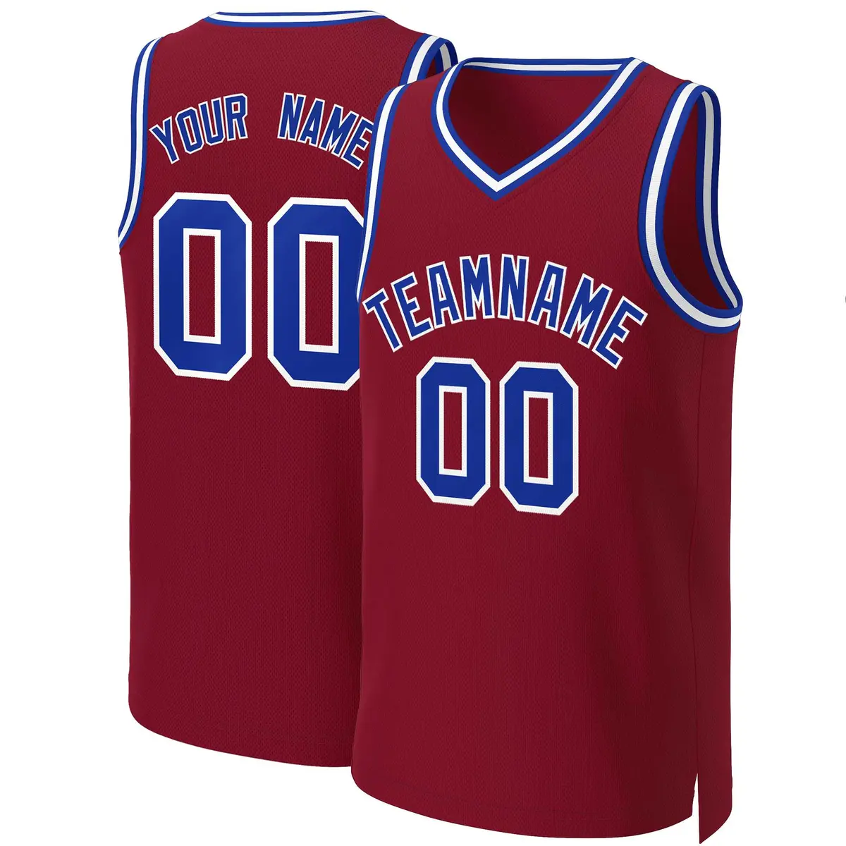 Maroon Royal-White Classic Basketball Jersey
