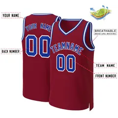 Maroon Royal-White Classic Basketball Jersey 2
