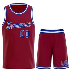 Maroon Royal-White Classic Basketball Uniform Jersey