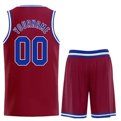Maroon Royal-White Classic Basketball Uniform Jersey 2