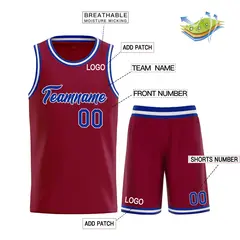 Maroon Royal-White Classic Heal Sports Basketball Jersey 3