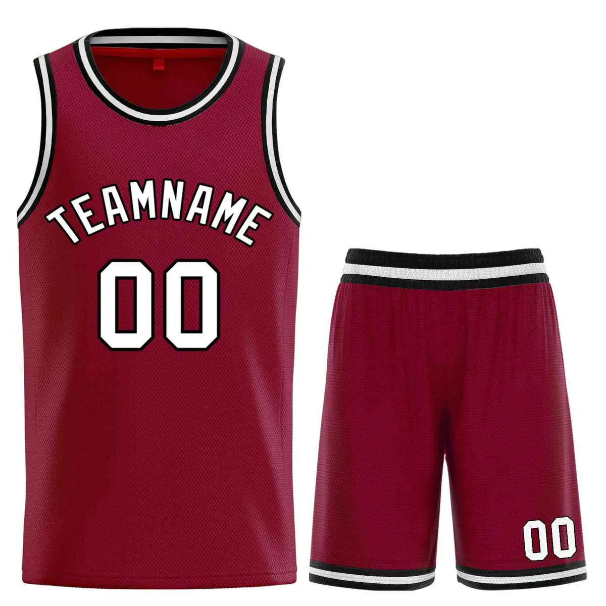 Maroon White-Black Classic Curved Sets Basketball Jersey