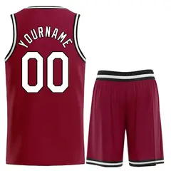Maroon White-Black Classic Heal Sports Basketball Jersey 2