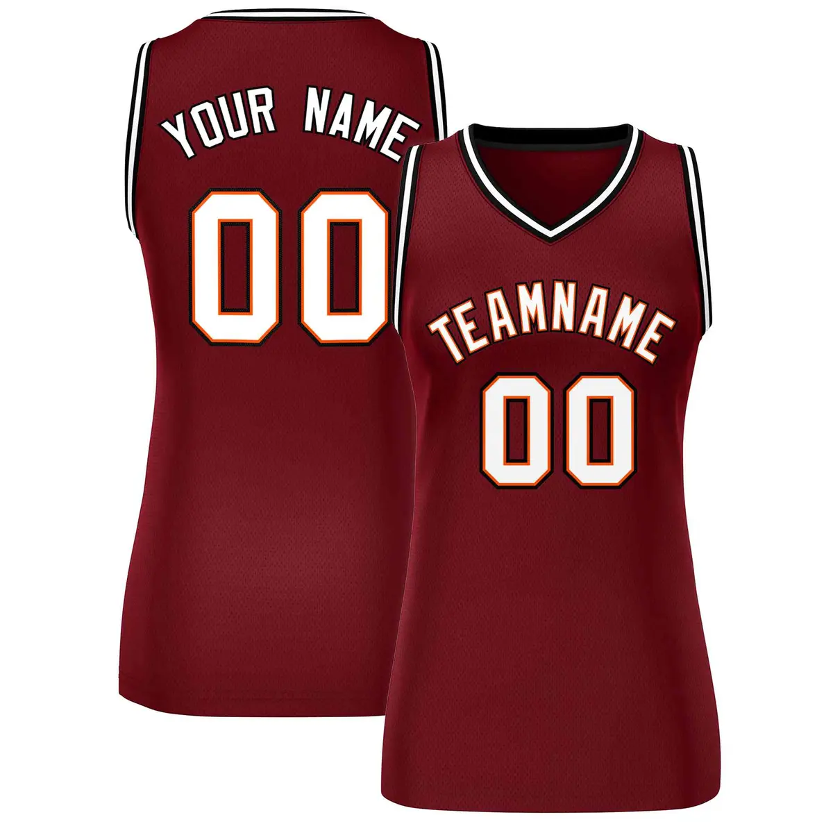 Maroon White-Black Classic Mesh Basketball Jersey for Women