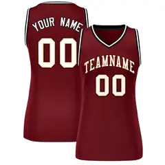 Maroon White-Black Classic Mesh Basketball Jersey for Women