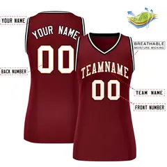 Maroon White-Black Classic Mesh Basketball Jersey for Women 2