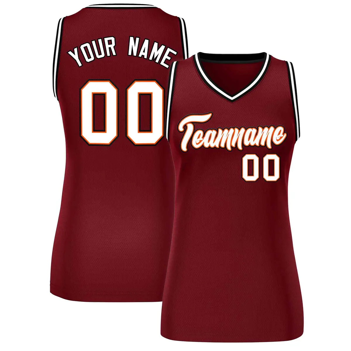 Maroon White-Black Classic Mesh Basketball Jersey for Women