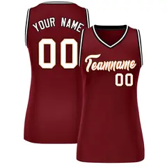Maroon White-Black Classic Mesh Basketball Jersey for Women