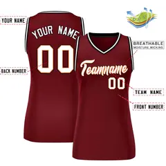 Maroon White-Black Classic Mesh Basketball Jersey for Women 2