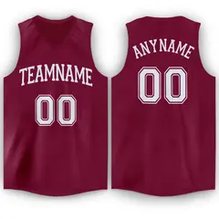 Maroon White Classic Athletic Basketball Jersey 1