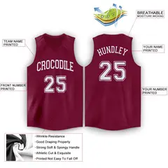 Maroon White Classic Athletic Basketball Jersey 2