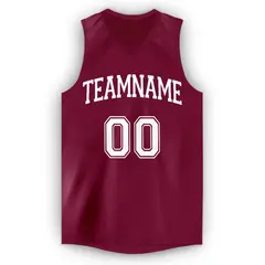 Maroon White Classic Athletic Basketball Jersey 5