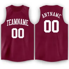 Maroon White Classic Athletic Casual Basketball Jersey 1