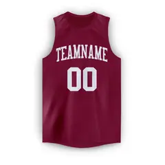 Maroon White Classic Athletic Casual Basketball Jersey 5