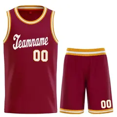 Maroon White Classic Basketball Uniform Jersey