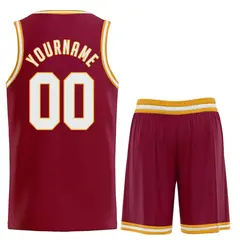 Maroon White Classic Basketball Uniform Jersey 2