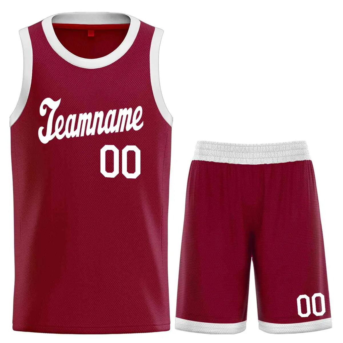 Maroon White Classic Basketball Uniform Jersey