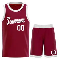 Maroon White Classic Basketball Uniform Jersey
