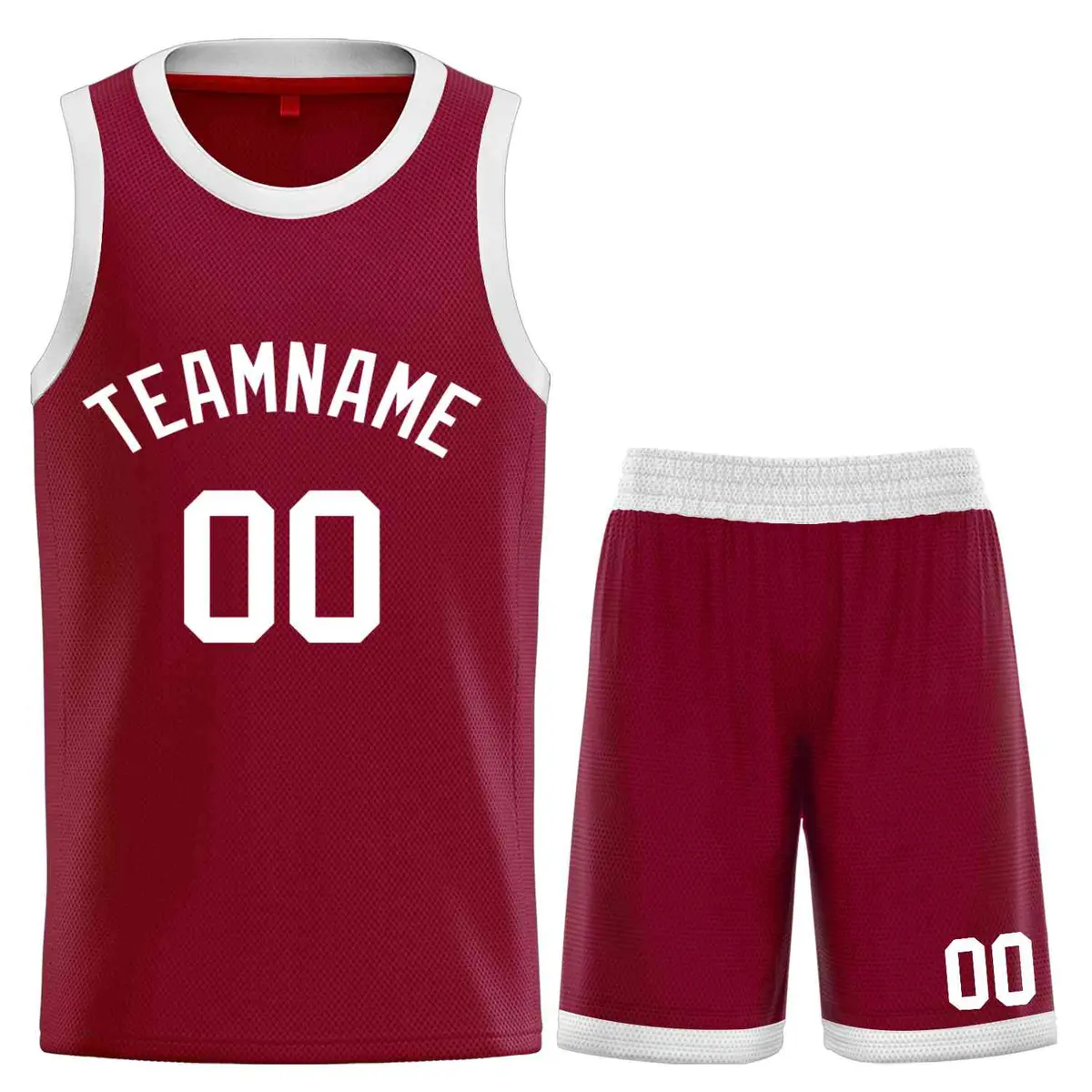 Maroon White Classic Curved Basketball Jersey