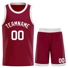 Maroon White Classic Curved Basketball Jersey