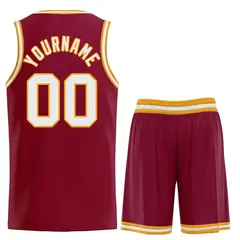 Maroon White Classic Curved Basketball Jersey 2