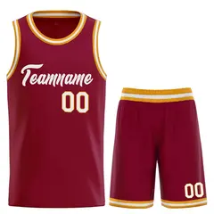 Maroon White Classic Heal Sports Basketball Jersey