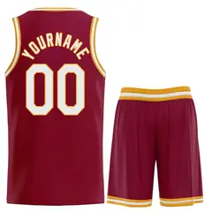 Maroon White Classic Heal Sports Basketball Jersey 2
