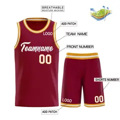 Maroon White Classic Heal Sports Basketball Jersey 3
