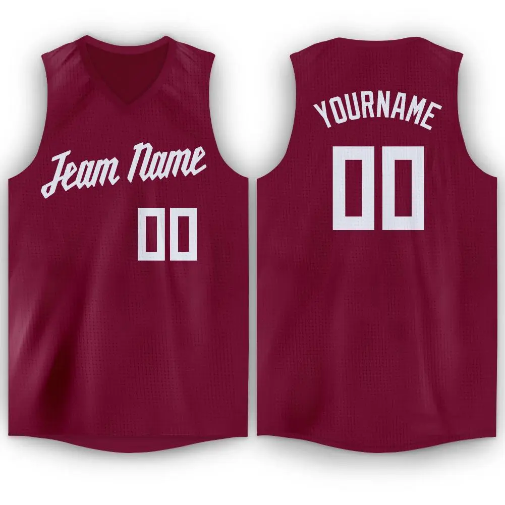 Maroon White Classic Men/Boy Athletic Basketball Jersey
