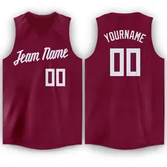 Maroon White Classic Men/Boy Athletic Basketball Jersey 1