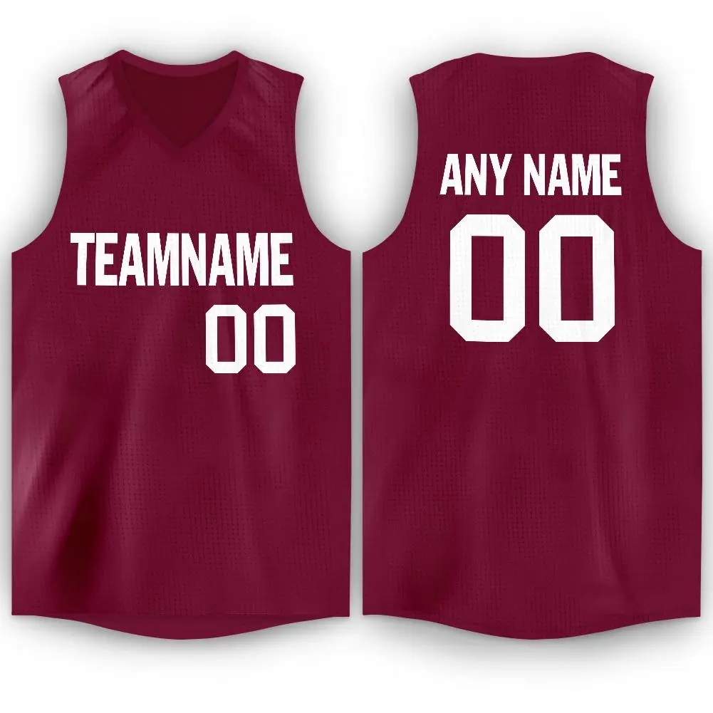 Maroon White Classic Men/Boy Athletic Basketball Jersey