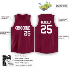 Maroon White Classic Men/Boy Athletic Basketball Jersey 2
