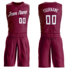 Maroon White Classic Sets Basketball Jersey 1