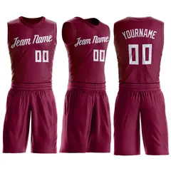 Maroon White Classic Sets Basketball Jersey 2