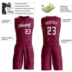 Maroon White Classic Sets Basketball Jersey 3