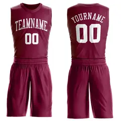 Maroon White Classic Sets Basketball Jersey 1