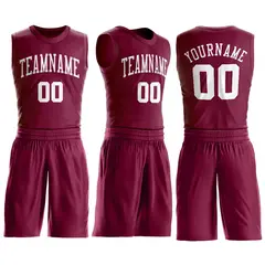 Maroon White Classic Sets Basketball Jersey 2