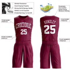 Maroon White Classic Sets Basketball Jersey 3