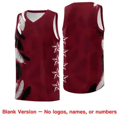 Maroon White Feather Series Graffiti Pattern Basketball Jersey 6