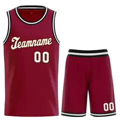 Maroon White-Orange Classic Basketball Uniform Jersey