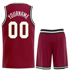 Maroon White-Orange Classic Basketball Uniform Jersey 2